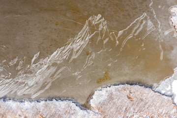 Beautiful natural landscapes from a drone. Frozen Lake Dabie in Poland.
