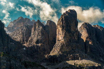 Obraz premium Beautiful mountain landscape. View of the Italian Dolomites in South Tyrol, included on the UNESCO list.