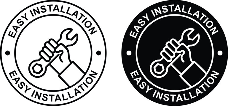 Easy Installation Label – Vector Badge Icon Sign for Packaging and Product