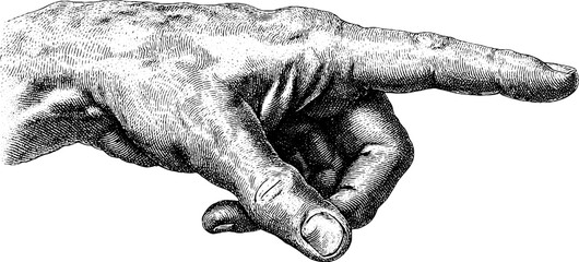 Vintage hand gesture engraving for mobile touchscreen and swipe gesture design