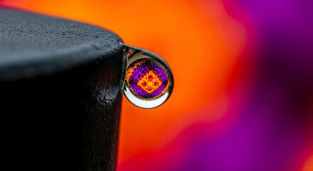 Water droplet reflection colorful background