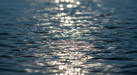 Water surface reflections at sunrise or sunset