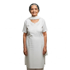 Fototapeta premium South Asian Grandma Standing Knee-Up with Warm Smile