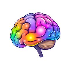 A colorful brain with a purple stem