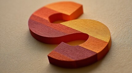 Wooden letter s in warm colors abstract design element