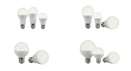 Diverse Collection of Led Light Bulbs for Innovative, Energy Efficient Home Lighting Solutions, isolated on a transparent background