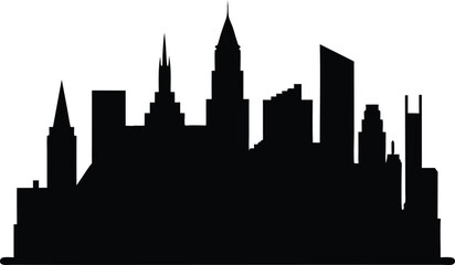 Obraz premium Black silhouette of a modern city skyline