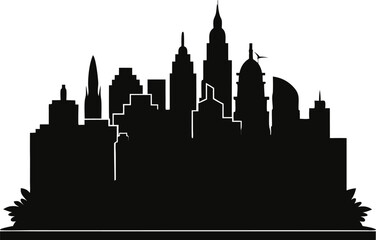 Obraz premium Urban city skyline vector silhouette