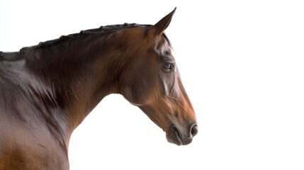 Fototapeta premium Majestic bay horse in profile, serene and powerful gaze, embodying grace and strength 