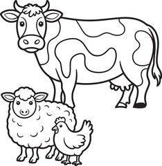 Cow and calf illustration in a barnyard scene, perfect for farm or rural-themed designs.