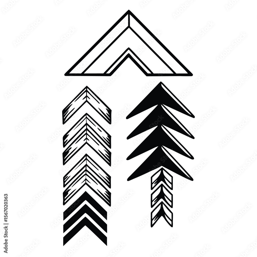 Poster abstract geometric arrows collection a vibrant and modern design featuring a diverse array of colorf