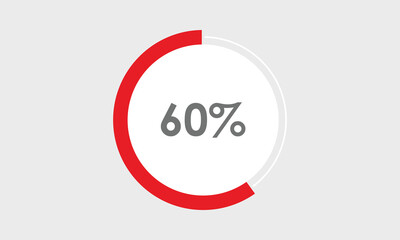 60 percent circle round pie chart. 60% business graph chart. vector graph char. business pie chart