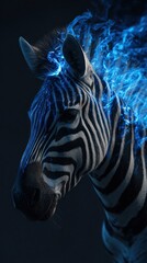 Zebra with blue flame effect