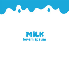 Blue milk drip dairy liquid flow vector