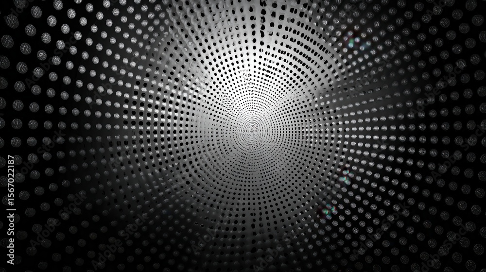Aufkleber Abstract dark radial dot pattern forming a tunnel, creating a modern dark design concept