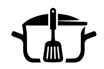 Kitchenware pot design showcasing cooking utensil, a simple graphic ideal for culinary blogs or recipe site branding.