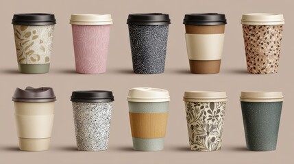 Coffee cup to go. coffee cups set collection, no logos, no brands
