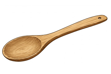 Crafted wooden spoon graphic ready for culinary designs, ideal for recipe books, or use as a cooking logo element.