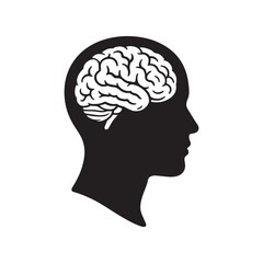 Human Brain Silhouette Head Profile Icon

