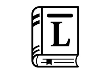 Illustrated book graphic featuring the letter L, ideal for educational materials or library branding projects and logo designs.