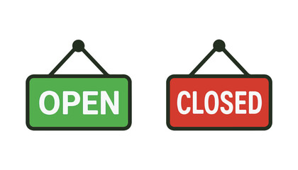 Open Closed Sign Vector – Shop Door Hanging Board Icons Clipart
