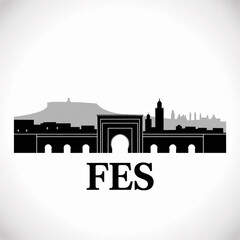 Fes Skyline Silhouette — Historic Moroccan City Vector Illustration