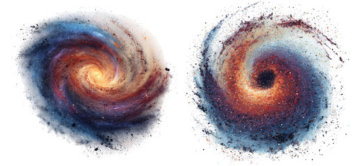 Two Swirling Galaxies Isolated Transparent