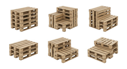 Versatile Wooden Pallets: Ideal for Furniture, Storage, and Creative Diy Projects, isolated on a transparent background