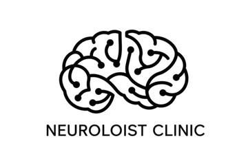 Minimalist brain outline design ideal for neurologist clinic branding or medical science symbol with cognitive function representation.