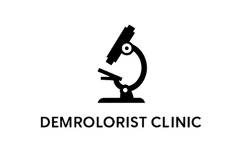 A minimalist clinic logo showcasing a microscope, ideal for branding and scientific presentations, highlighting precision and medical expertise with clarity.