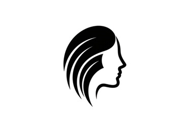 Feminine profile with abstract flowing hair creates a minimalist graphic, ideal for beauty salons, wellness centers, or logo design.