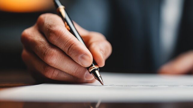 Close up business man signing contract making a deal, classic business, no logos, no brands