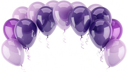   a bunch of balloons in various shades of purple isolated on white background PNG, AI GENERATED