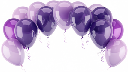   a bunch of balloons in various shades of purple isolated on white background PNG, AI GENERATED