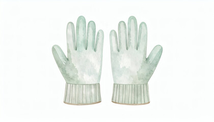 Pair of gloves illustrated with soft textured brush paint on white background for cozy and artistic accessory design concepts