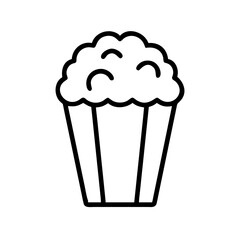 Popcorn in striped container, minimal outline design  