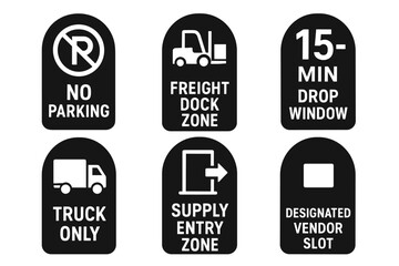 Parking and loading zone signage for trucks and freight management vector icon isolated illustration