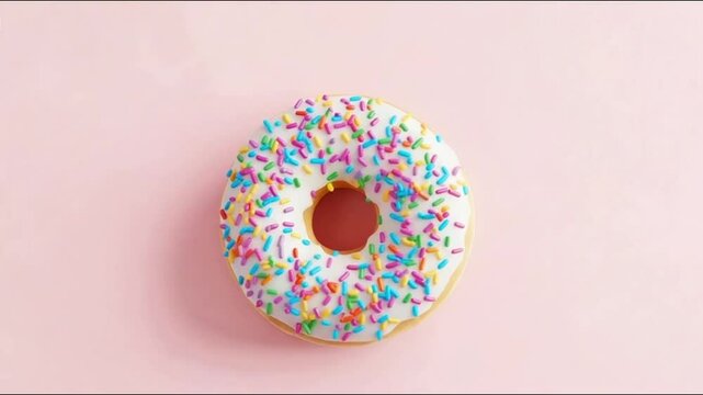 Sprinkled Donut On Pink Background