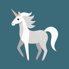 Scandinavian style unicorn illustration, neutral tones, minimalist design, modern fantasy art, Nordic mythical creature, soft colors, elegant vector graphic