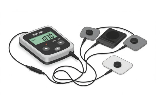 TENS unit design element for medical equipment, rehab technology and therapy illustrations, ideal for healthcare and wellness publications.