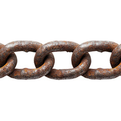 Fototapeta premium Rusty chain links industrial environment product isolated on transparent background