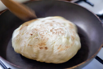 Homemade bazlama; traditional Turkish bread.