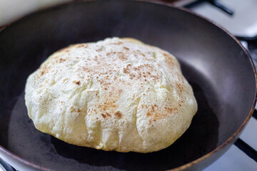 Homemade bazlama; traditional Turkish bread.