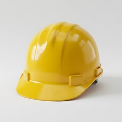 Fototapeta premium A vibrant, protective, yellow construction helmet, signifying safety and hard work in the industrial landscape.