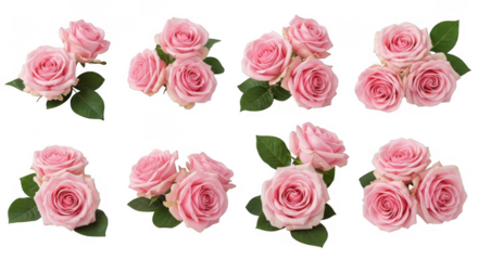 Beautiful Pink Roses Arrangement for Floral Design and Decoration, isolated on a transparent background