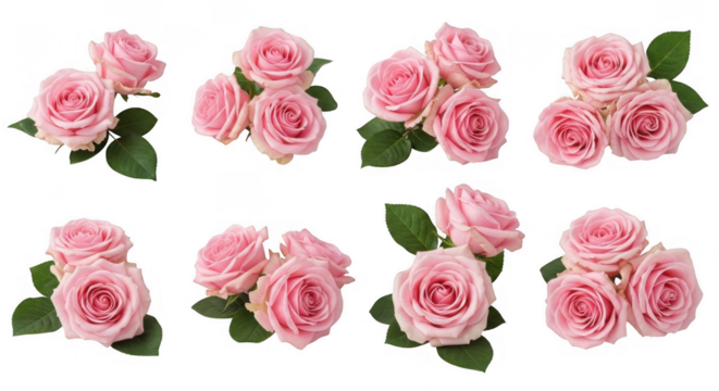 Beautiful Pink Roses Arrangement for Floral Design and Decoration, isolated on a transparent background