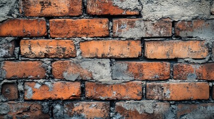 Obraz premium Close-up view of a weathered brick wall.