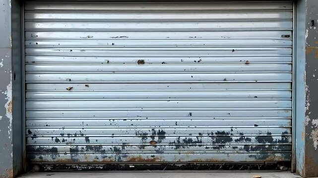 Weathered steel door of a building showcases aging and textures with its rustic look.