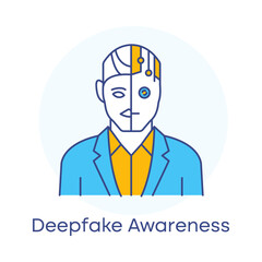 Deepfake Awareness Misinformation AI Detection Security Ethics Icon with editable stroke