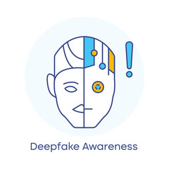 Deepfake Awareness Misinformation AI Detection Security Ethics Icon with editable stroke